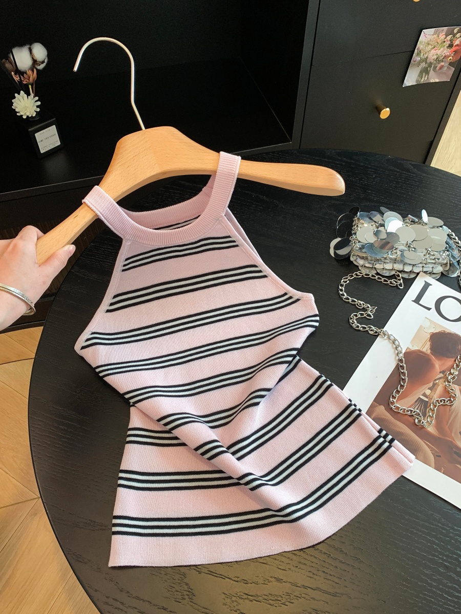 Women's Striped Knit Camisole Tank Top 2026 Summer Slim Fit Sleeveless