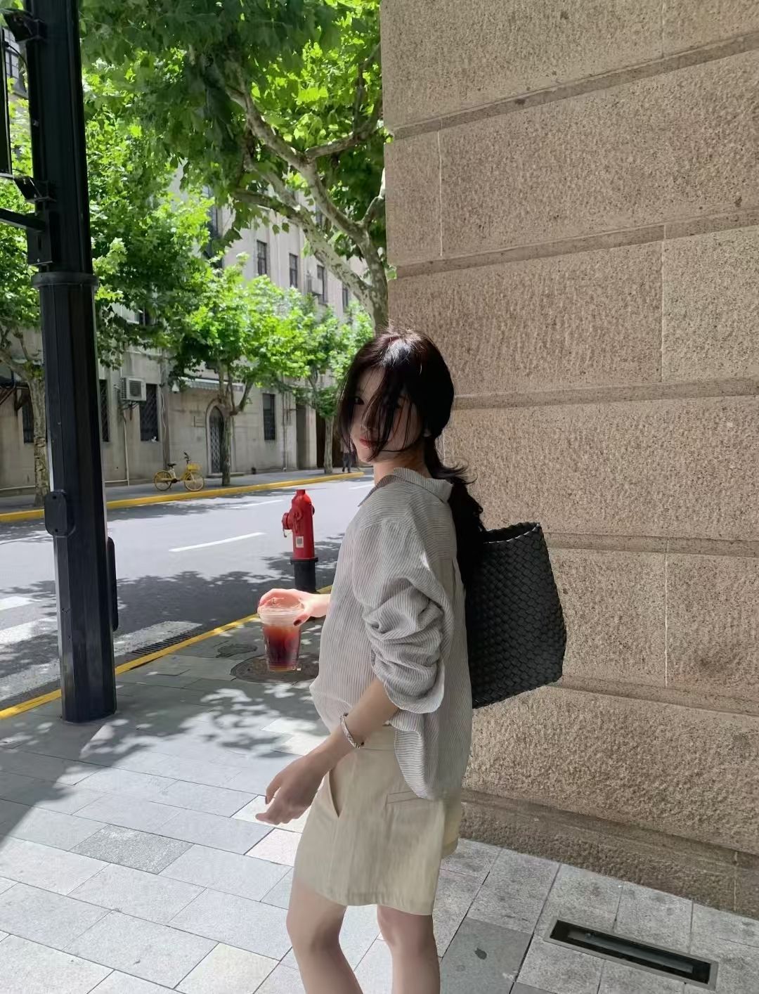 Striped Design Shirt Women's Casual Niche Youthful Lazy Style Versatile Long Sleeve Blouse Top Hong Kong Style